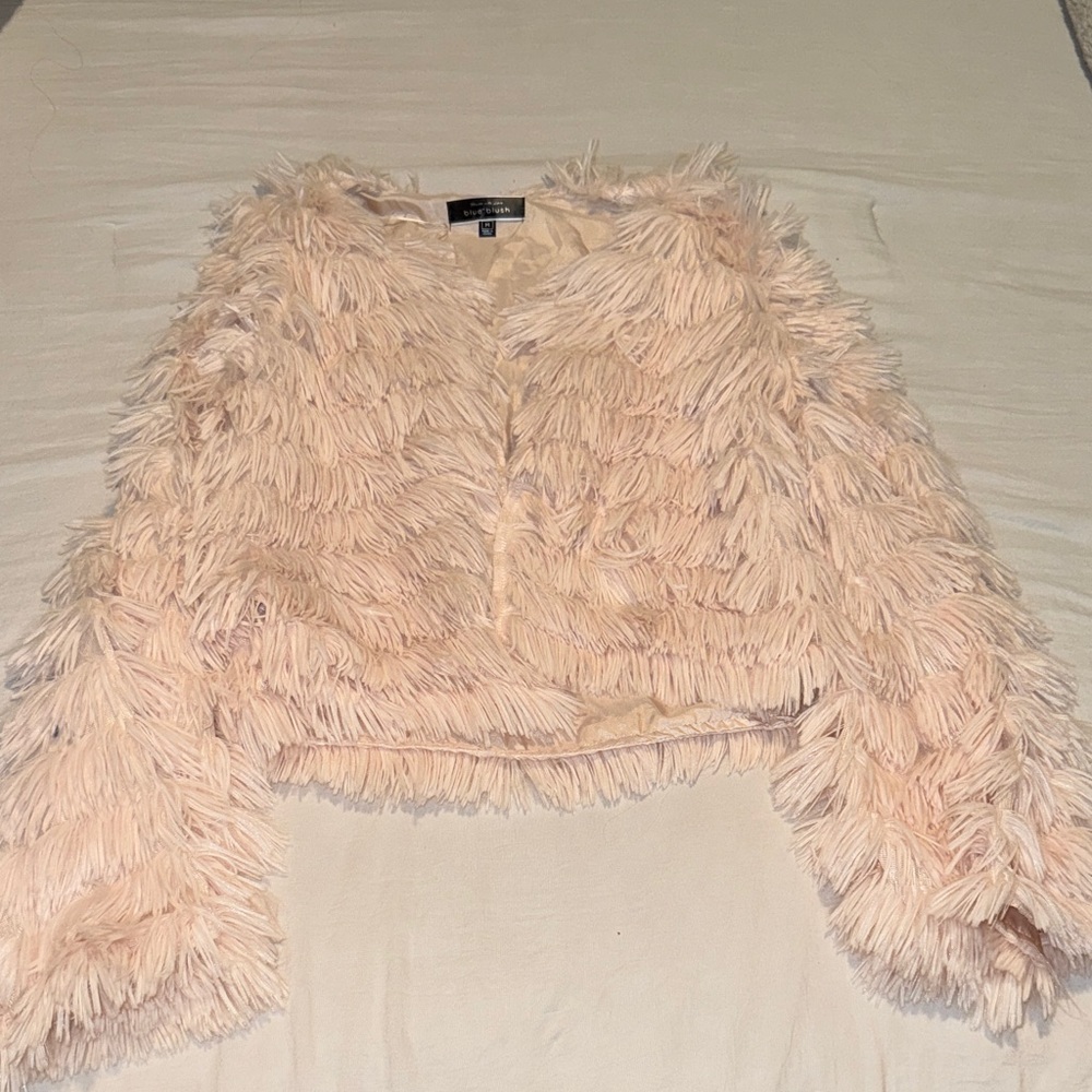 Women's pinkish Cream Faux Fur Jacket